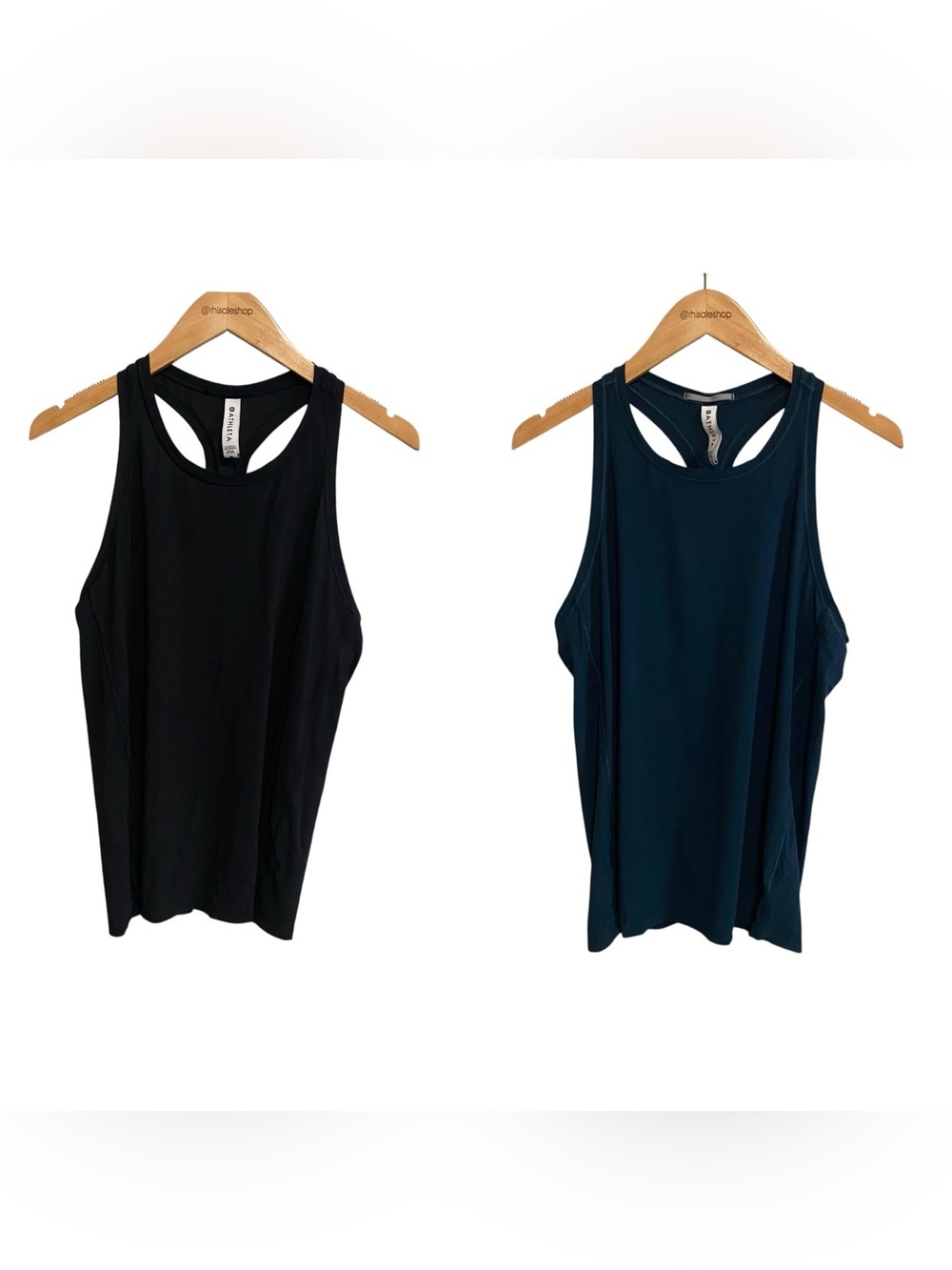 Athleta Bundle of Two Racerback Tank Tops Black and Teal Size Medium
